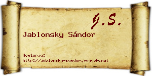 Jablonsky Sándor névjegykártya