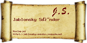 Jablonsky Sándor névjegykártya